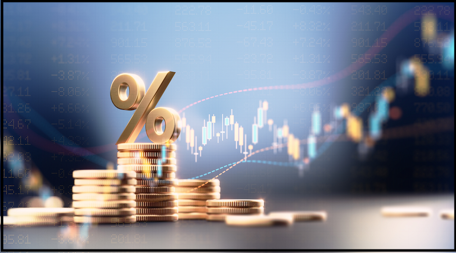Cover image: a gold "%" symbol atop stacks of coins against a financial-chart background